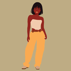 Modern fashionable black woman in elegant art style vector