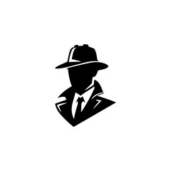 Detective Logo Vector black on white background