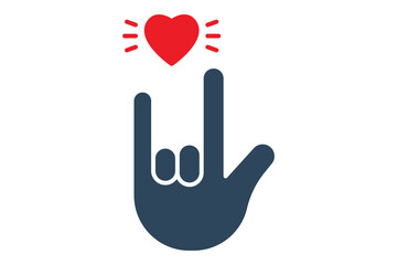 I love you sign language. "I love you sign" in sign language with diverse hands, expressing love. solid icon style. element illustration