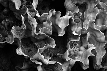 Abstract black and white background of wavy formation. - obrazy, fototapety, plakaty