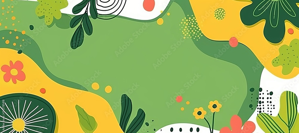 Poster soft lemon yellow geometric patterns evoking unfolding spring blooms abstract spring background