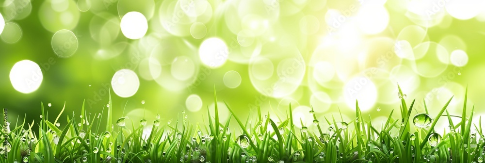 Poster Soft dawn colors in abstract spring background with mist and dew hints, creating light, airy design.