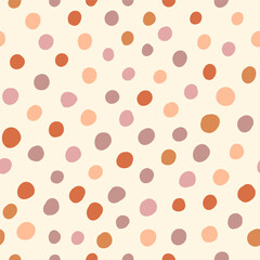 Bohemian baby seamless pattern. Cute baby boho seamless pattern with simple dots. Soft colors universe surface design for kids fabric and nursery decor. Gender neutral design. Vector Illustration