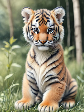 Tiger prowling through lush grass