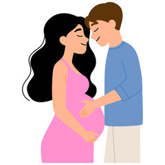 happy mother and pregnancy mother  having a baby illustration