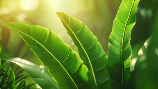 Green leaf blowing macro background