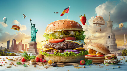 american culture on big new york  cheese burger  