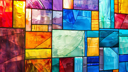Kaleidoscope of Colors: Stained Glass Rectangular Pattern