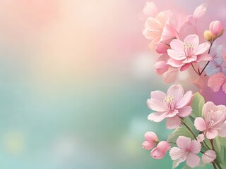 cherry blossom background with bokeh effect and copy space - 742794809