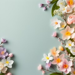 Spring background with flowers and leaves. Floral design. - 742794825