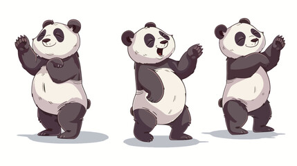 Cute Funny Panda Is Dancing Silly in Muted Color