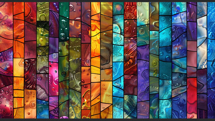 Rising Rainbow: Vertical Stained Glass Pattern