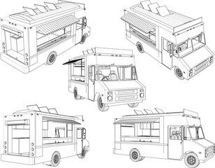 sketch vector illustration of food truck car design for selling fast food