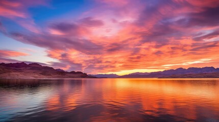 Naklejka na ściany i meble reflection lake mead sunset