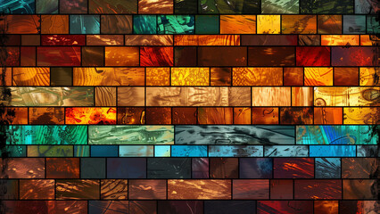 Rippling Radiance: Horizontal Wave Pattern in Stained Glass - obrazy, fototapety, plakaty