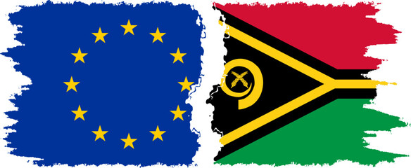 Vanuatu and European Union grunge flags connection vector