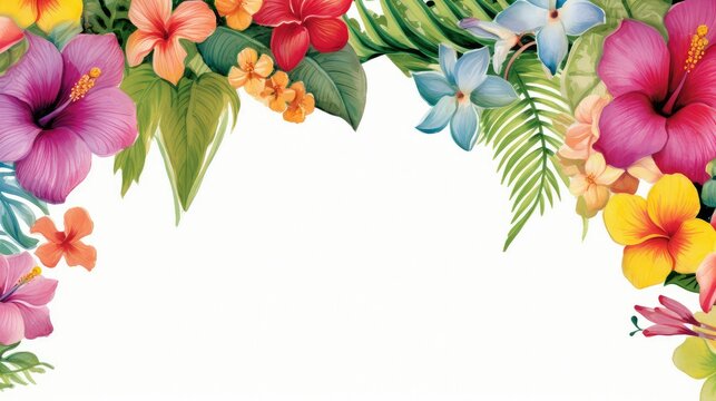 exotic tropical flowers border