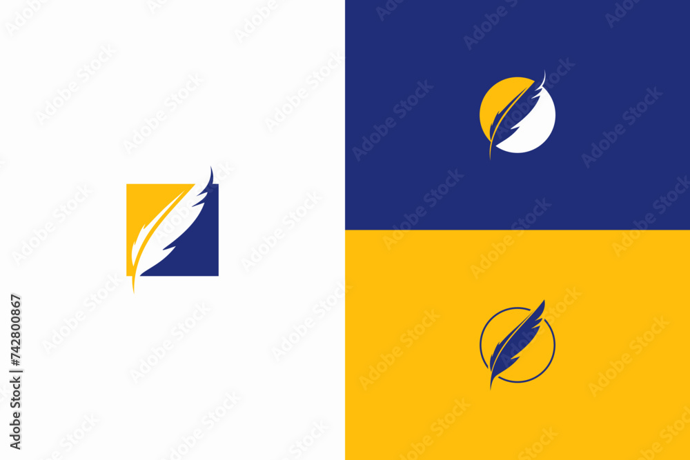 Poster abstract simple feather logo vector