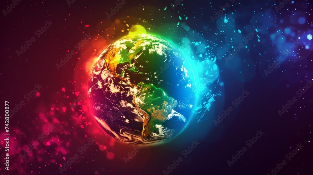 Wall mural planet earth simulating virtual connectivity generative ai