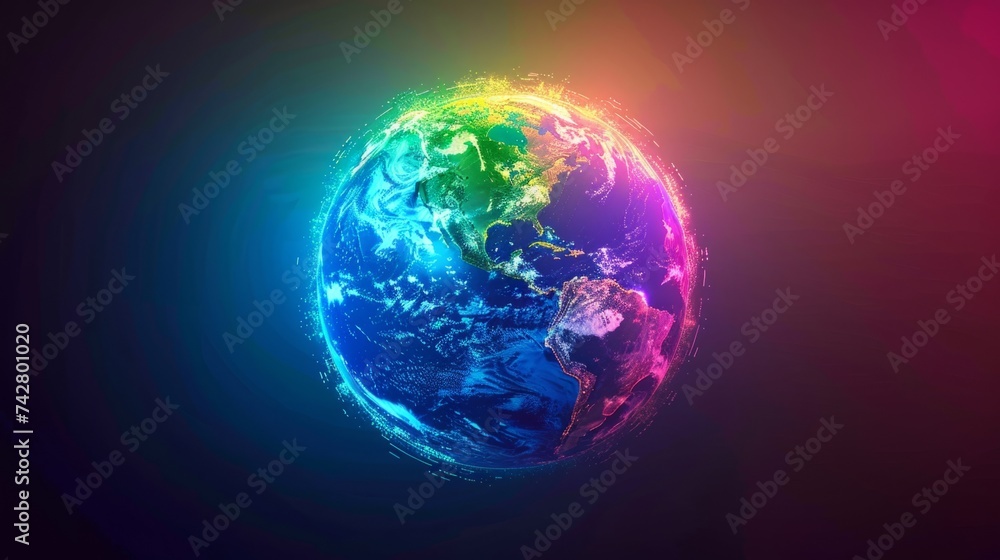 Wall mural planet earth simulating virtual connectivity generative ai