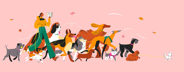 Dog Walking Illustration