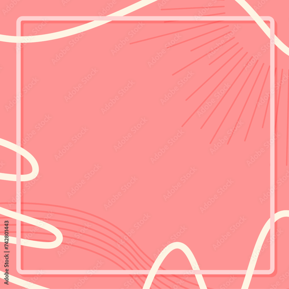 Aufkleber peach red background with simple line and threads frame template