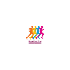 Run for fun logo, marathon logo vector graphics