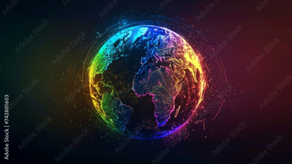Wall mural planet earth simulating virtual connectivity generative ai