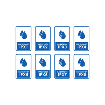 Waterproof ipx logo set, Waterproof ipx label set vector graphics