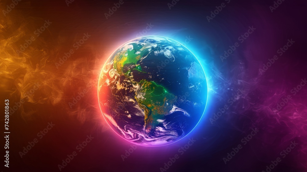Wall mural planet earth simulating virtual connectivity generative ai