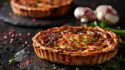 Culinary Canvas: Capturing the Beauty of Quiche Lorraine - obrazy, fototapety, plakaty