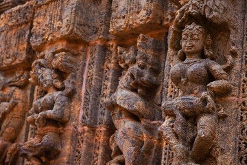 Ancient woman wall statues