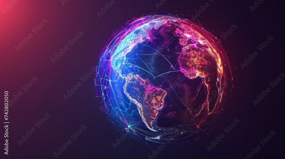 Wall mural planet earth simulating virtual connectivity generative ai