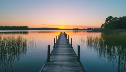 Poster sunrise over the lake © Davivd