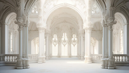 all white  church castle arches and columns window background gothic style paris olympic 
