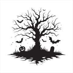Bewitching Halloween Hunted Tree Set of Silhouette - Conjuring the Essence of Shadows with Hunted Tree - Halloween Silhouette
