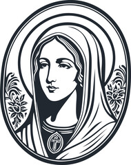 Holy Virgin Mary, vector illustration	 - 742803675