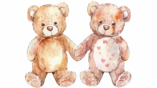 illustration of a couple of bears on white background generative ai