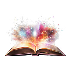 open book with fairytale scene png / transparent