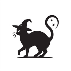 Bewitching Halloween Creepy Cat Set of Silhouette - Conjuring the Essence of Shadows with Creepy Cat - Halloween Silhouette

