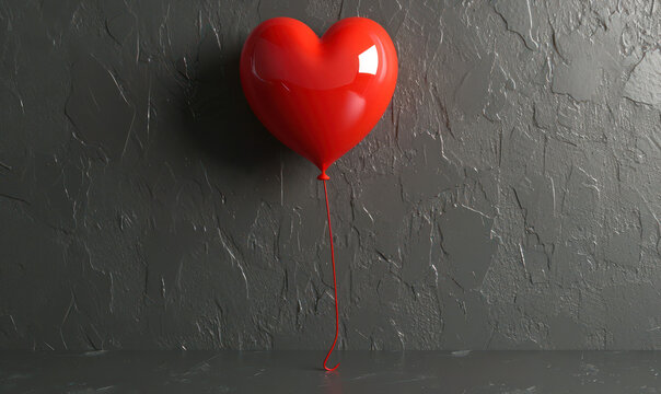 heart shaped balloon on grey slate background