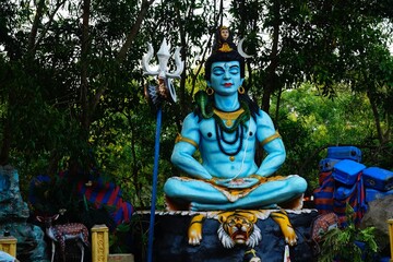beautiful statue of god shiva meditate