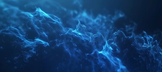 Blue glowing plasma force field in space, abstract tech background with digital elements.