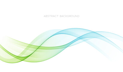 Blue and green transparent wave flow. © lesikvit