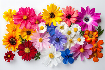 a group of flowers arranged according to different co
