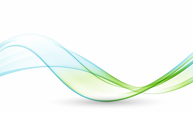 Blue and green wavy transparent wave flow on a white background.