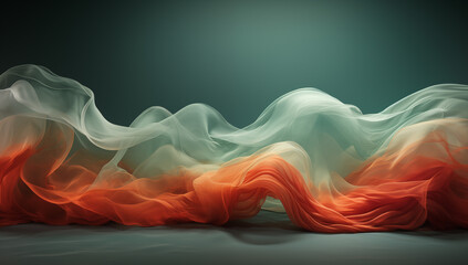 Abstract Artistry of Colorful Wavy Patterns in Aquamarine and Red Hues, Delicate Constructions Amid Light and Dark Tones