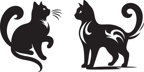 This EPS file features a sleek and captivating silhouette of a cat, capturing the elegance and agility of feline form in a simple yet striking design