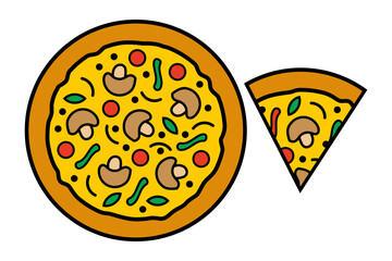 Cartoon pizza slices. Pizza vector illustration isolated on white background.