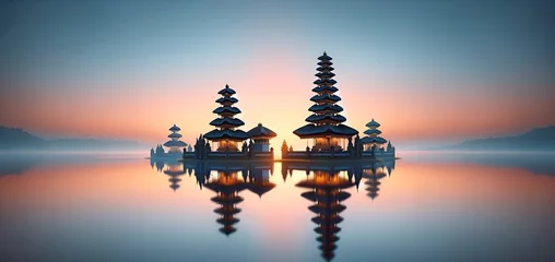 Tuinposter Scene of a temple in bali at sunset for nyepi day.  © Milano